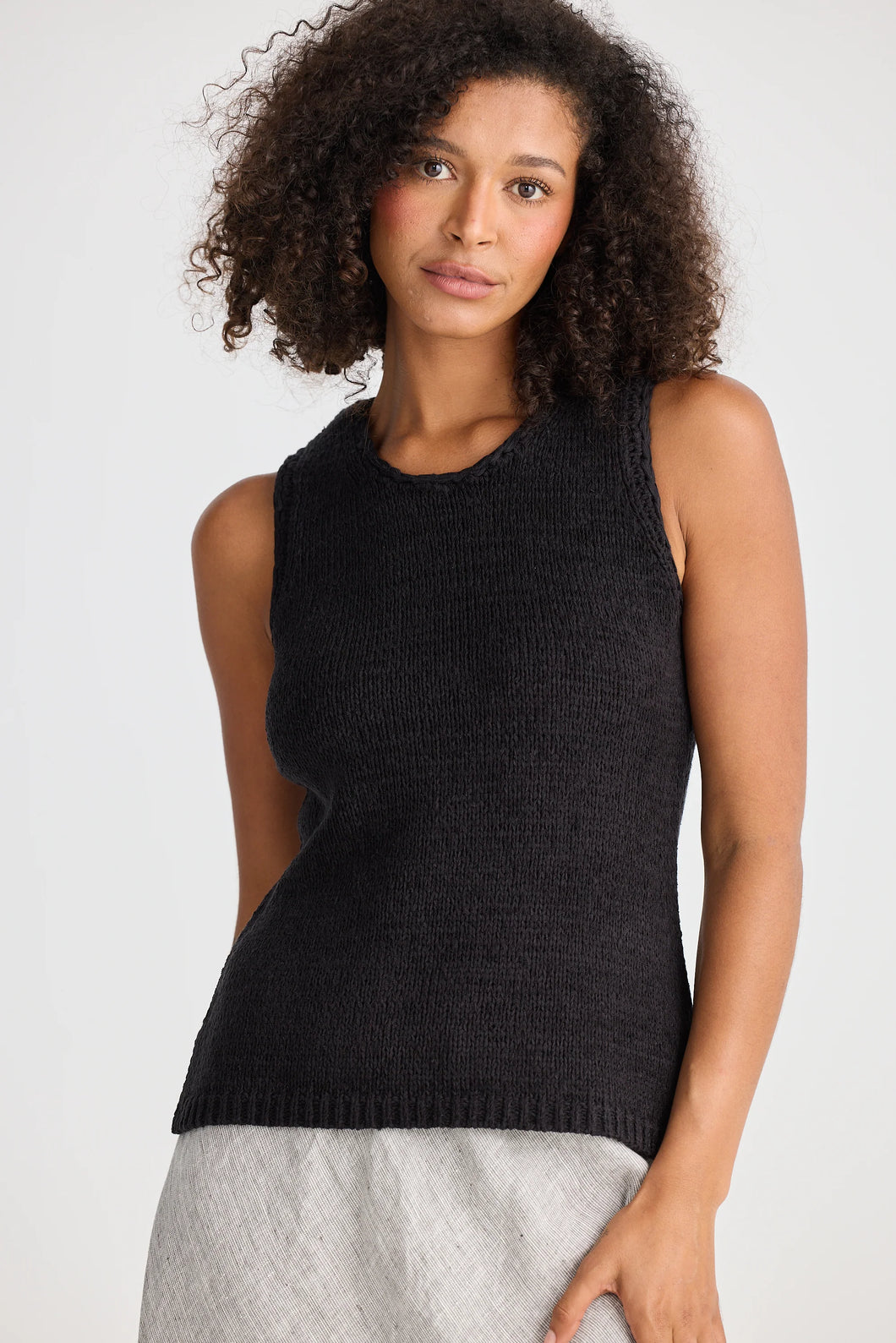 The Shanty - Saffron Knit Tank - Black