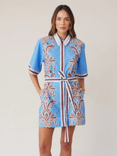 Load image into Gallery viewer, State Of Embrace - Shirt Dress Mini - Blue Deco Stripe
