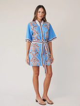 Load image into Gallery viewer, State Of Embrace - Shirt Dress Mini - Blue Deco Stripe
