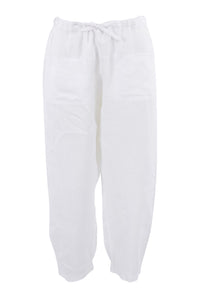 See Saw - Linen 7/8 Drawstring Pant - White