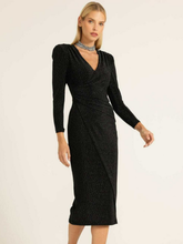 Load image into Gallery viewer, Sacha Drake - Cassieopeia Dress - Black Gold Lurex
