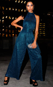 Sacha Drake - Marble Sky Jumpsuit - Turquoise Lurex