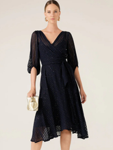 Load image into Gallery viewer, Sacha Drake - Vivienne Wrap Dress - Navy Sparkle

