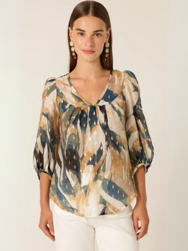Sacha Drake - Zoey Blouse - Navy Sand Gold