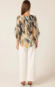 Sacha Drake - Zoey Blouse - Navy Sand Gold