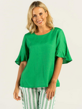 Load image into Gallery viewer, See Saw - Flutter Sleeve Top - Emerald

