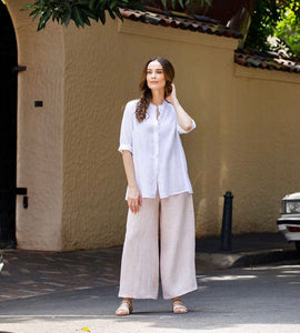 See Saw - Linen Palazzo Pant - Stone