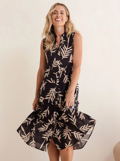 See Saw - Cotton Tiered Dress - Leaf