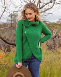 See Saw - Moss Stitch Cowl Sweater - Pine