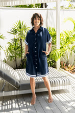 Load image into Gallery viewer, See Saw - Linen Collared Button Dress - Navy/White Trim
