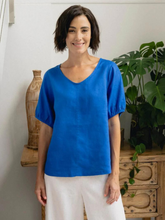Load image into Gallery viewer, See Saw - Linen V Neck Swing Top - Santorini Blue
