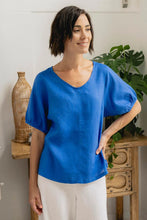 Load image into Gallery viewer, See Saw - Linen V Neck Swing Top - Santorini Blue
