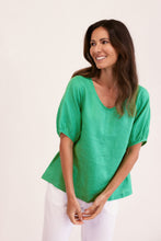 Load image into Gallery viewer, See Saw - Linen V Neck Swing Top - Emerald

