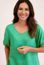 Load image into Gallery viewer, See Saw - Linen V Neck Swing Top - Emerald
