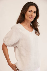 See Saw - Linen V Neck Swing Top - Flax