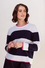 Load image into Gallery viewer, See Saw - Cashfeel Wide Stripe Sweater - Navy/White
