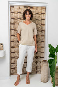 See Saw - Mixed Linen T-Shirt - Flax