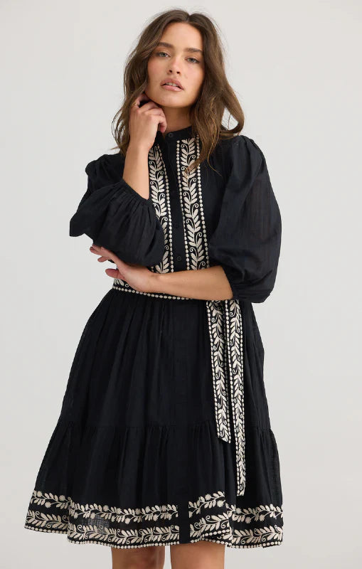 Talisman - Cala Dress - Black w/ Off White