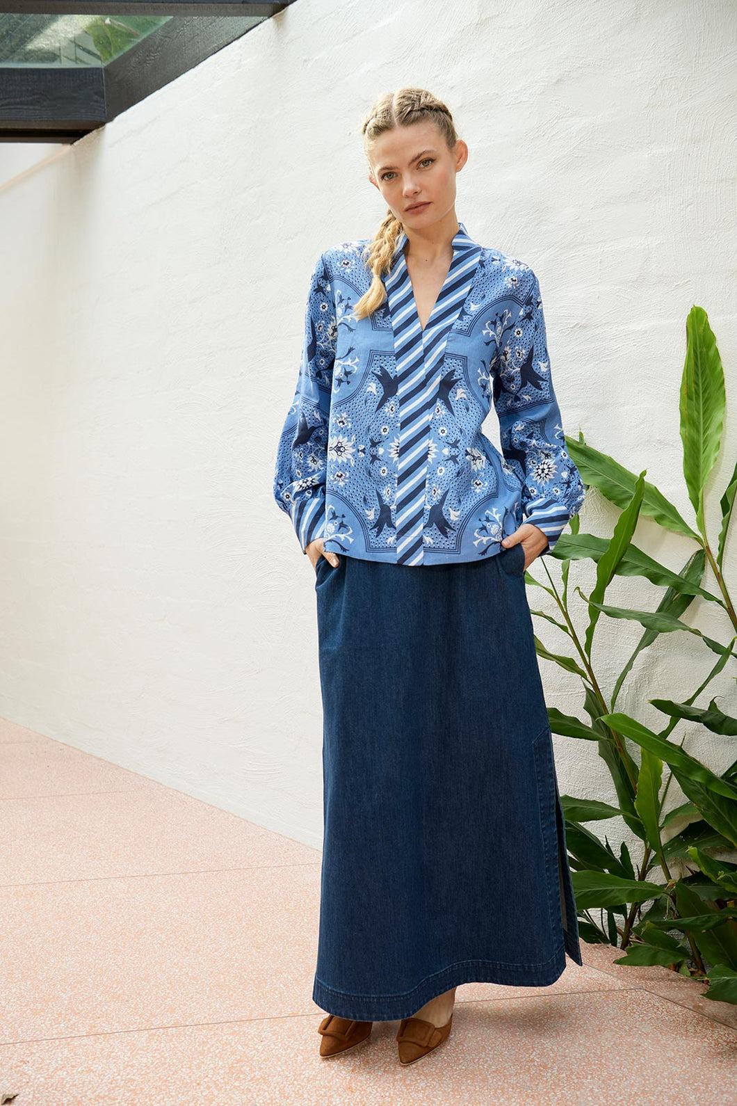 The Dreamer Label - Skye Bird Blouse - Blue