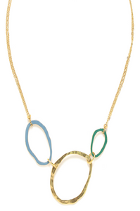 Frank Herval - ALLEGRA 3 oval rings necklace (bleu) - Allegra 15-63866