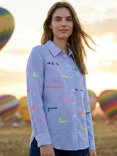 Load image into Gallery viewer, Vilagallo - Mafalda Linen Embroidered Shirt - Stripe
