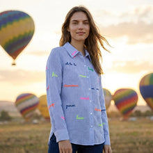 Load image into Gallery viewer, Vilagallo - Mafalda Stripe Linen Embroidered Shirt
