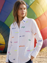 Load image into Gallery viewer, Vilagallo - Mafalda White Linen Embroidered Shirt
