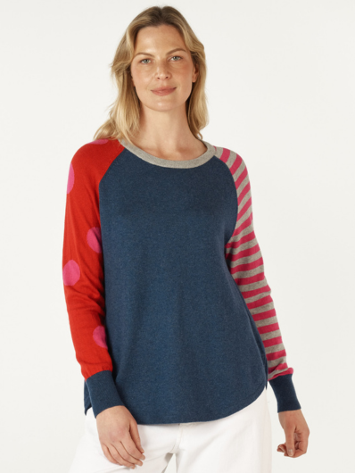 Zaket & Plover - Spot + Stripe Crew - Denim