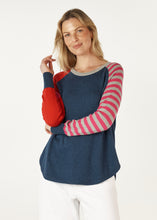 Load image into Gallery viewer, Zaket &amp; Plover - Spot + Stripe Crew - Denim
