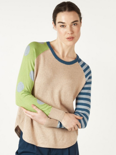Zaket & Plover - Spot + Stripe Crew - Oat