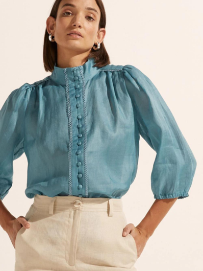 Zoe Kratzmann - Ramie Outlook Top - Seablue