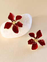 Load image into Gallery viewer, WTC - Claire Flower Earrings - Burgundy
