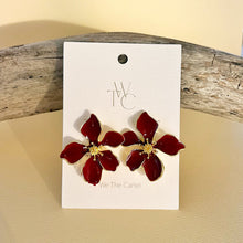Load image into Gallery viewer, WTC - Claire Flower Earrings - Burgundy
