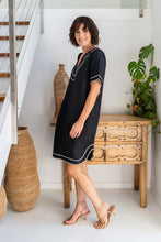 Load image into Gallery viewer, See Saw - Linen Embroidered Dress - Black/Natural
