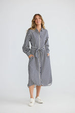 Load image into Gallery viewer, Holiday Trading &amp; Co - Carnation Shirt Dress - Navy White Stripe
