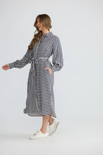 Load image into Gallery viewer, Holiday Trading &amp; Co - Carnation Shirt Dress - Navy White Stripe
