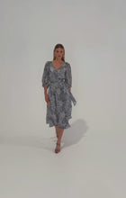 Load and play video in Gallery viewer, Sacha Drake - Florentine Wrap Dress - Navy/White floral
