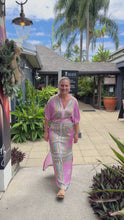 Load and play video in Gallery viewer, Lola - Aria Pink Blue Norman Satin Dress
