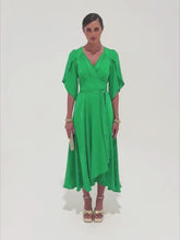 Load and play video in Gallery viewer, Sacha Drake - Hanworth House Wrap Dress - Apple Green
