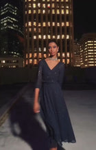 Load and play video in Gallery viewer, Sacha Drake - Vivienne Wrap Dress - Navy Sparkle
