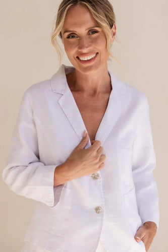 See Saw - Relaxed Linen Blazer - White