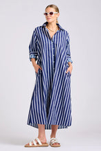 Load image into Gallery viewer, Shirty - Luna Longline Shirt Dress - Navy/White Stripe
