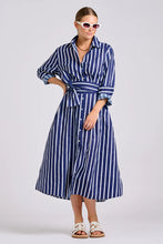 Load image into Gallery viewer, Shirty - Luna Longline Shirt Dress - Navy/White Stripe

