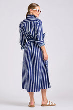 Load image into Gallery viewer, Shirty - Luna Longline Shirt Dress - Navy/White Stripe
