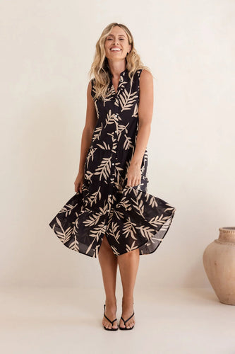 See Saw - Cotton Tiered Dress - Leaf