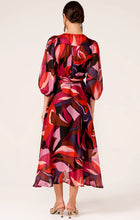 Load image into Gallery viewer, Sacha Drake | Starburst Galaxy Wrap Dress | Magenta Navy Abstract
