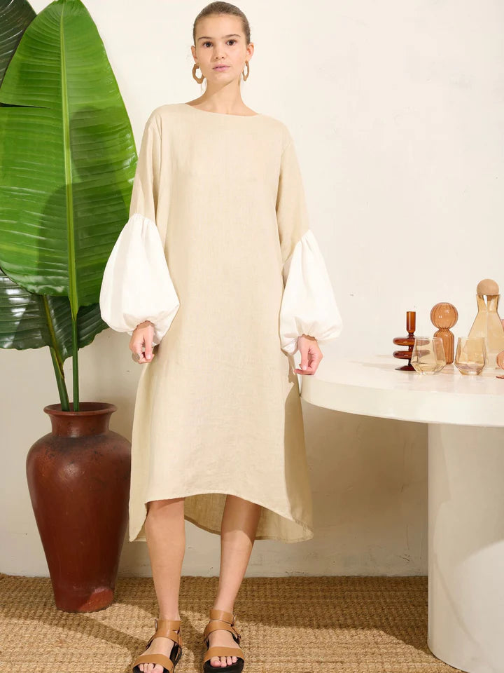 Hattie | Falling Bell Sleeve Dress | Acacia Ivory