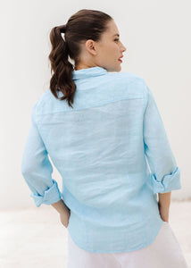 Cloth, Paper, Scissors | Casual Long Sleeve Linen Shirt | Aqua
