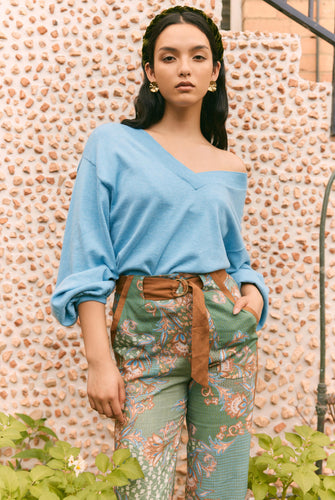 Once Was | Getty V-Neck Knit | Chambray