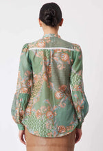Load image into Gallery viewer, Once Was | Hutton Cotton/Silk Blouse | Celadon Floral
